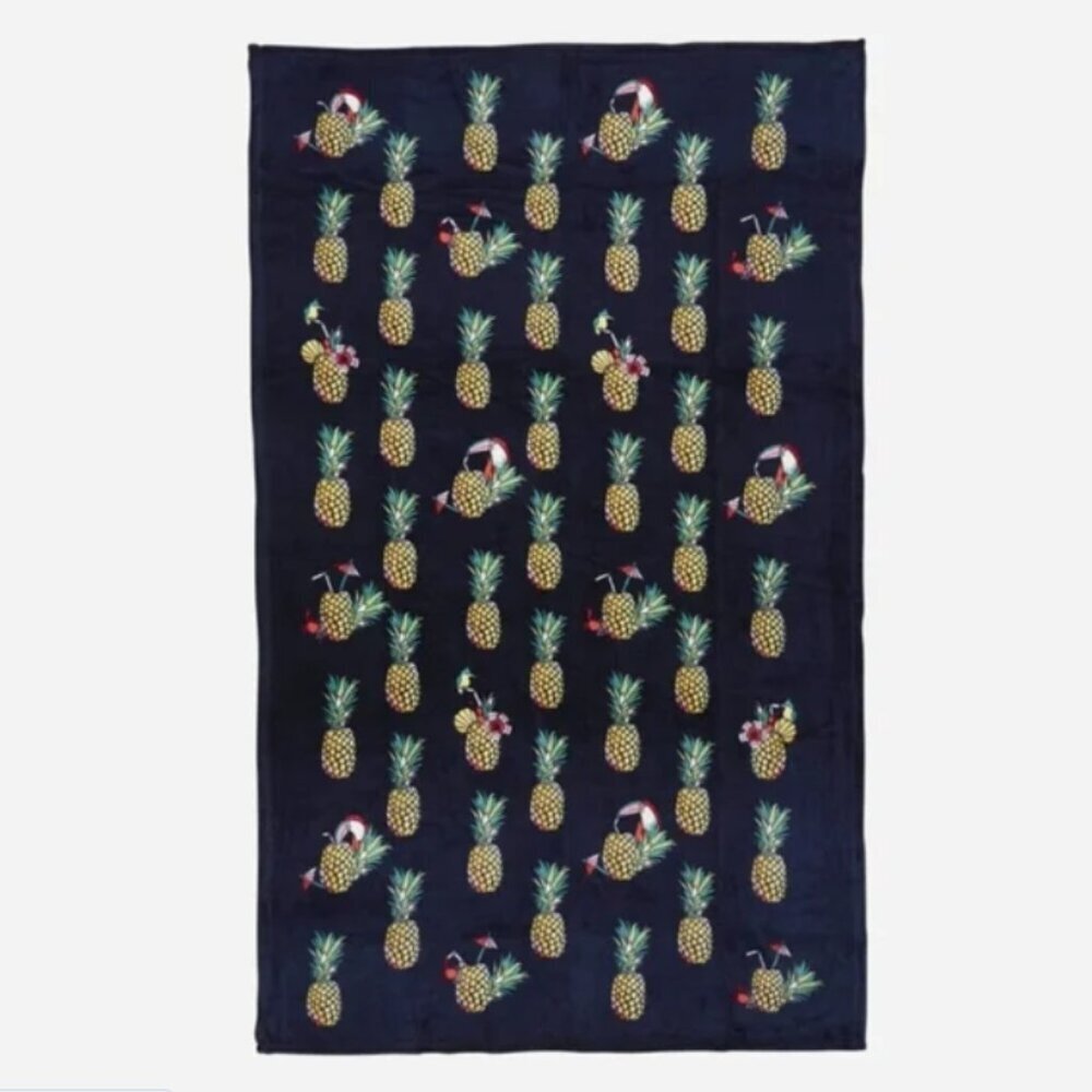 Vera Bradley Toucan Party Throw Blanket Pineapple Print Soft Cozy 80"x50